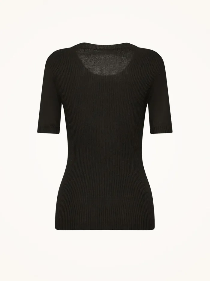 Women Tops and Tshirts Wolford Cashmere Top Short Sleeves Black