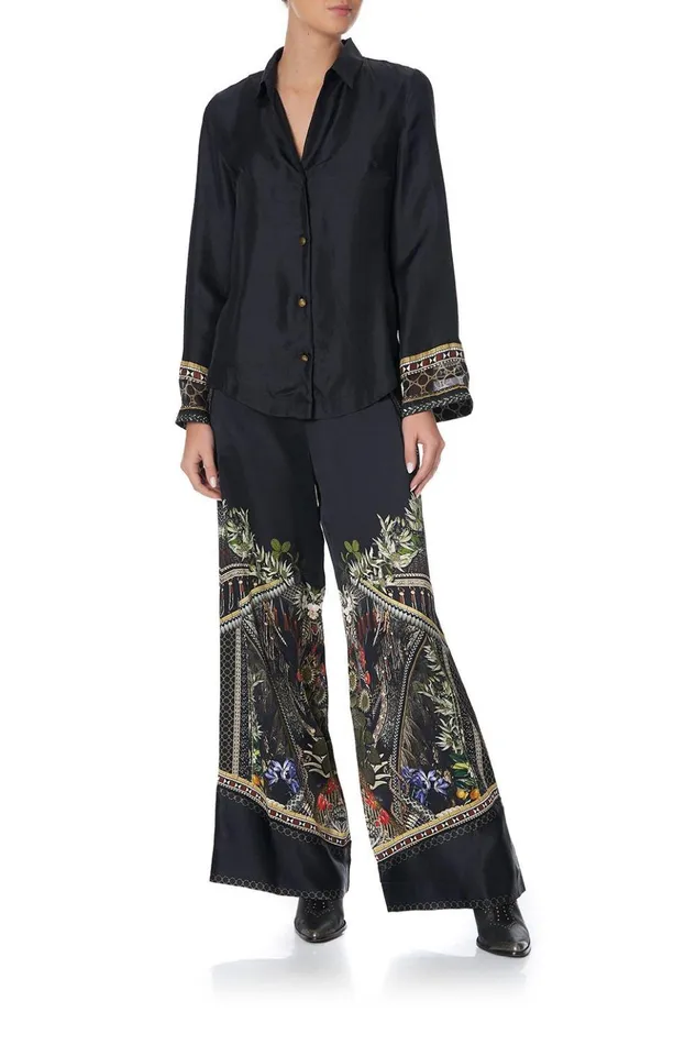 Women Tops Camilla Button Down Shirt With Contrast Botanical Chronicles