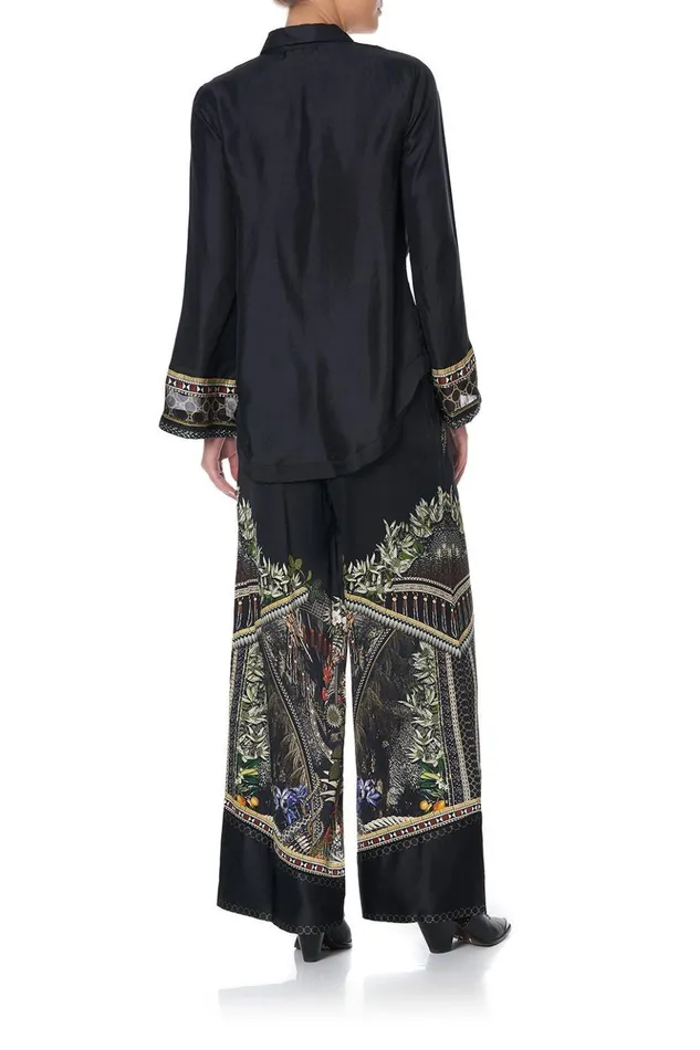 Women Tops Camilla Button Down Shirt With Contrast Botanical Chronicles