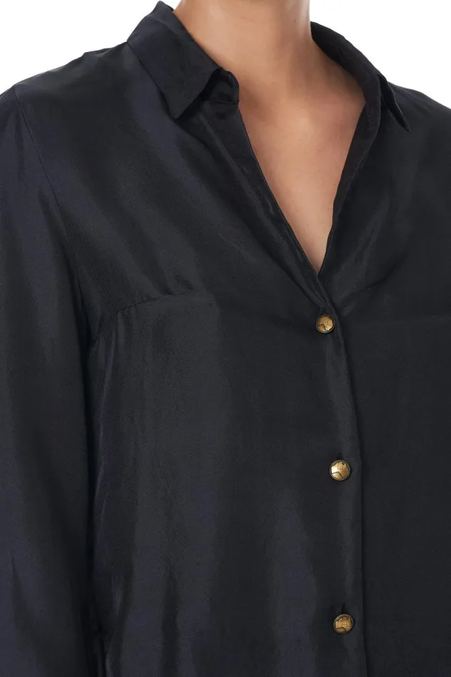 Women Tops Camilla Button Down Shirt With Contrast Botanical Chronicles