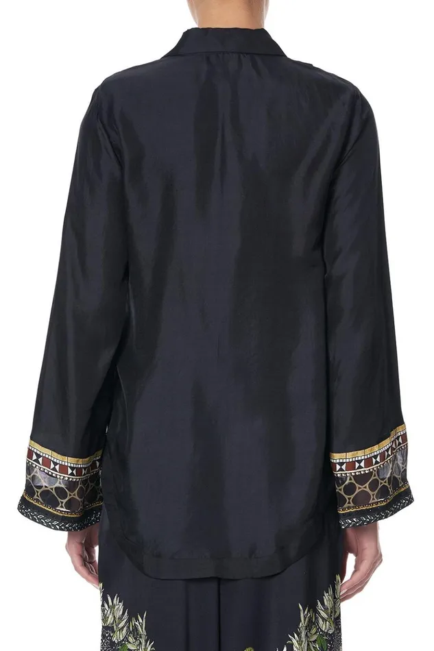 Women Tops Camilla Button Down Shirt With Contrast Botanical Chronicles