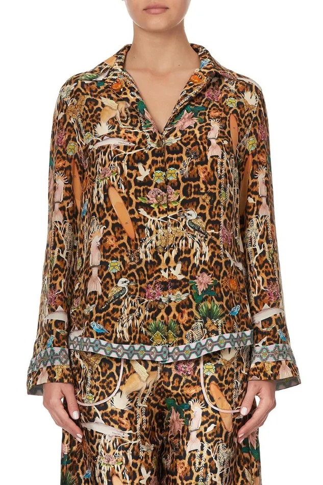 Women Tops Camilla Button Down Shirt With Contrast Fauna Electro