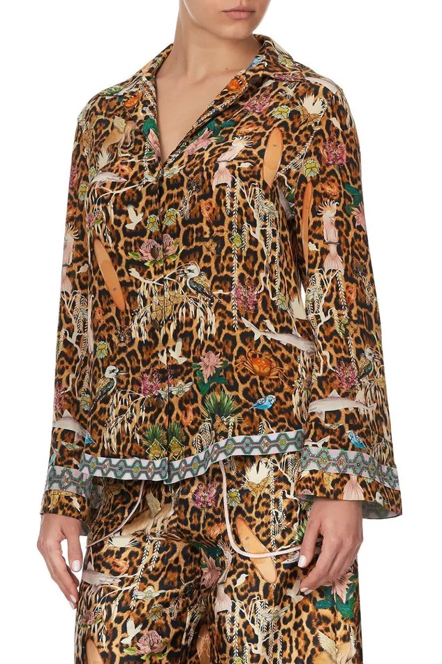 Women Tops Camilla Button Down Shirt With Contrast Fauna Electro