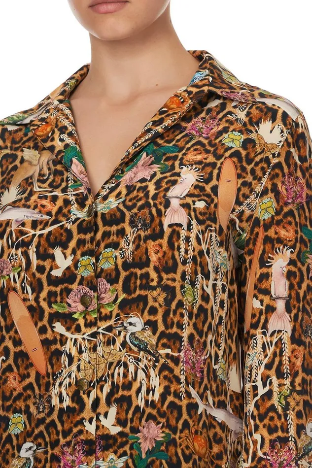 Women Tops Camilla Button Down Shirt With Contrast Fauna Electro