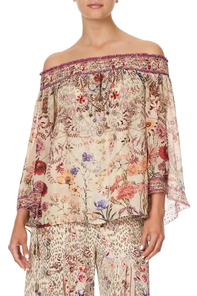 Women Tops Camilla Off Shoulder Shirred Blouse Drifting Dreamer