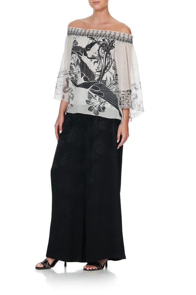 Women Tops Camilla Off Shoulder Shirred Blouse Silver Linings