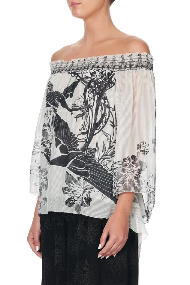 Women Tops Camilla Off Shoulder Shirred Blouse Silver Linings