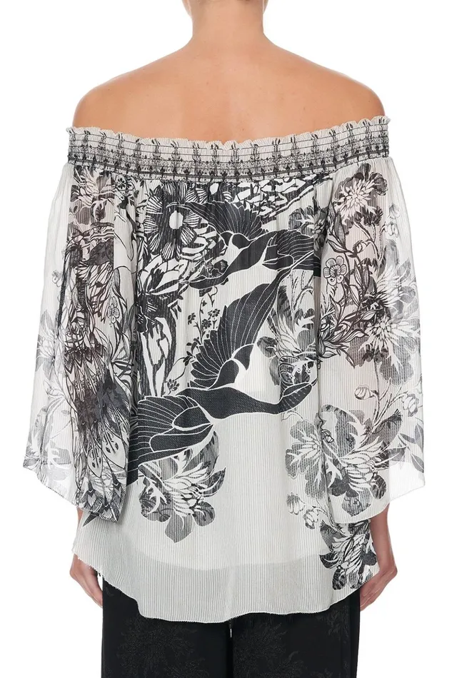 Women Tops Camilla Off Shoulder Shirred Blouse Silver Linings