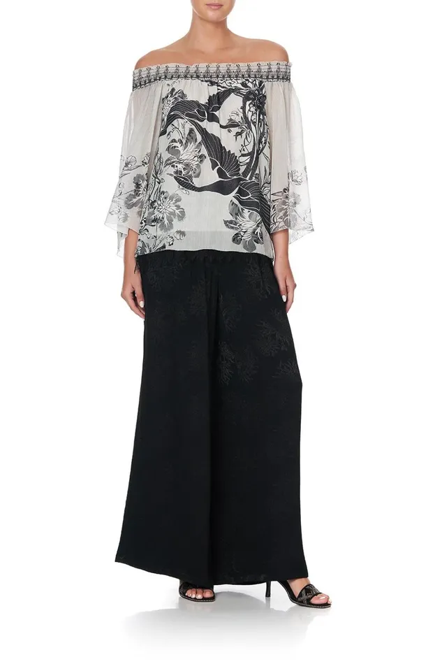Women Tops Camilla Off Shoulder Shirred Blouse Silver Linings