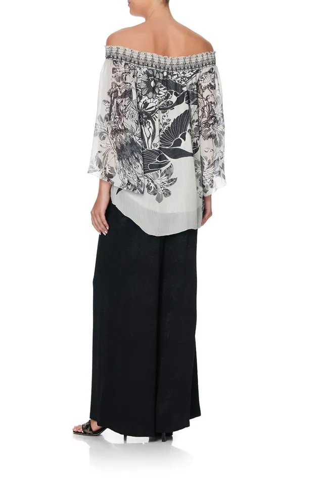 Women Tops Camilla Off Shoulder Shirred Blouse Silver Linings