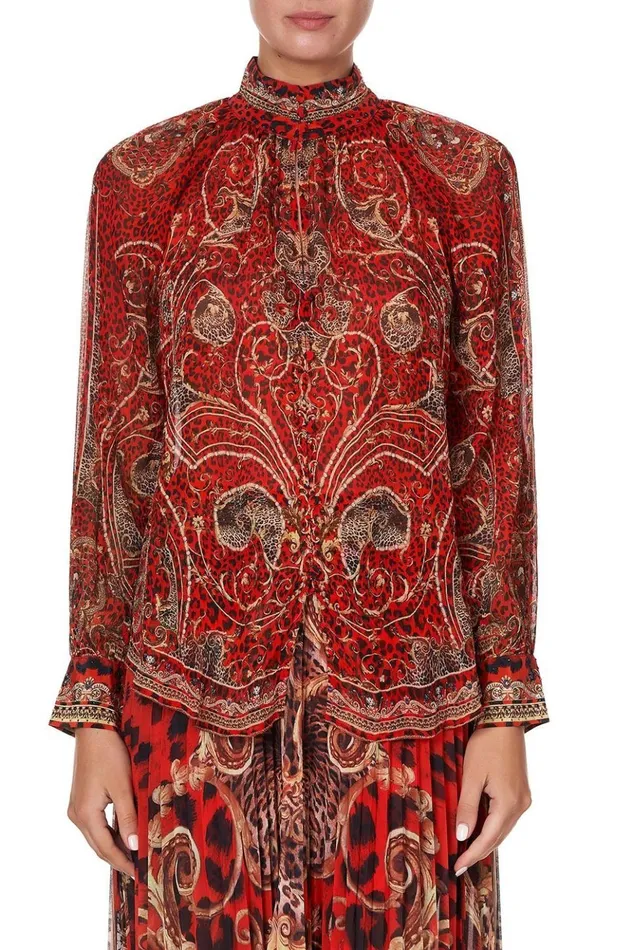 Women Tops Camilla Raglan Button Up Shirt Slave To The Rhythm