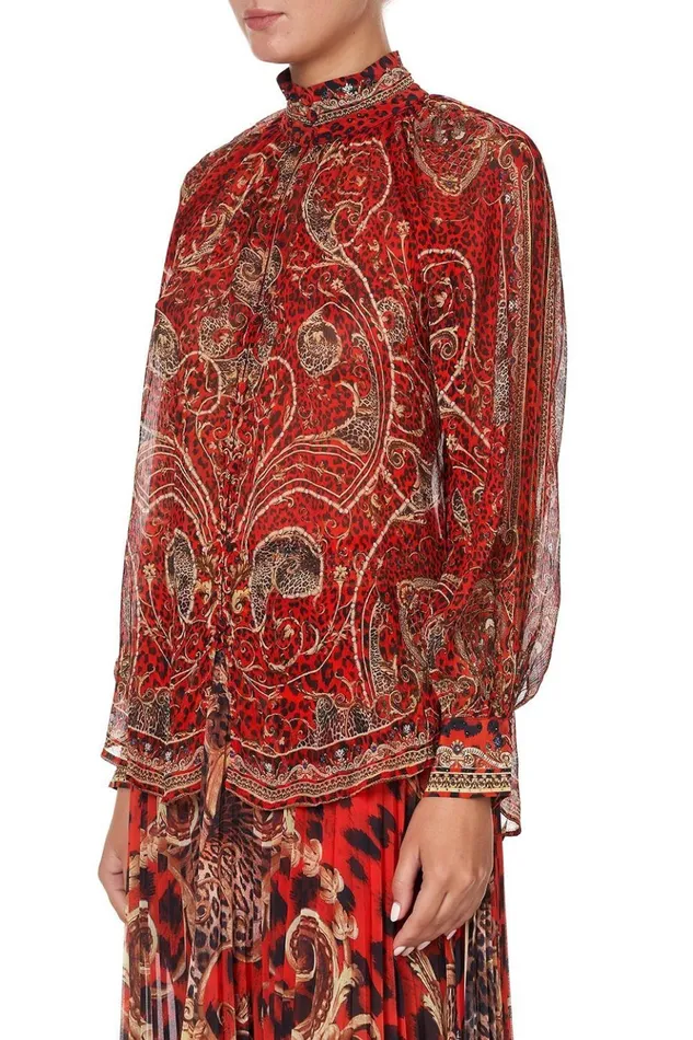 Women Tops Camilla Raglan Button Up Shirt Slave To The Rhythm