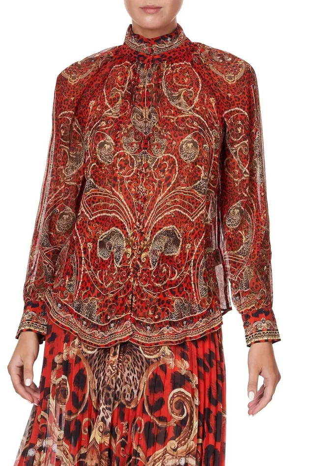 Women Tops Camilla Raglan Button Up Shirt Slave To The Rhythm