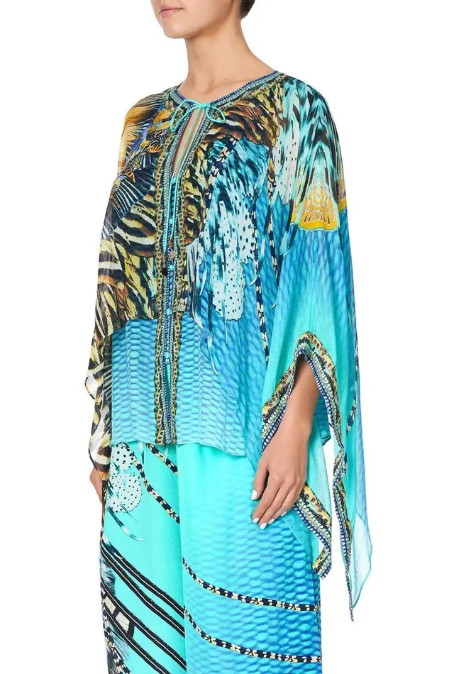 Women Tops Camilla Sheer Layered Top Marine Queen