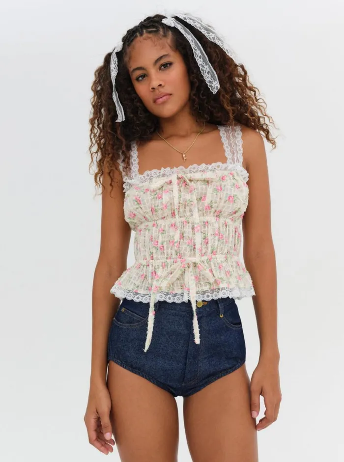 Women Tops For Love and Lemons Amelia Top White