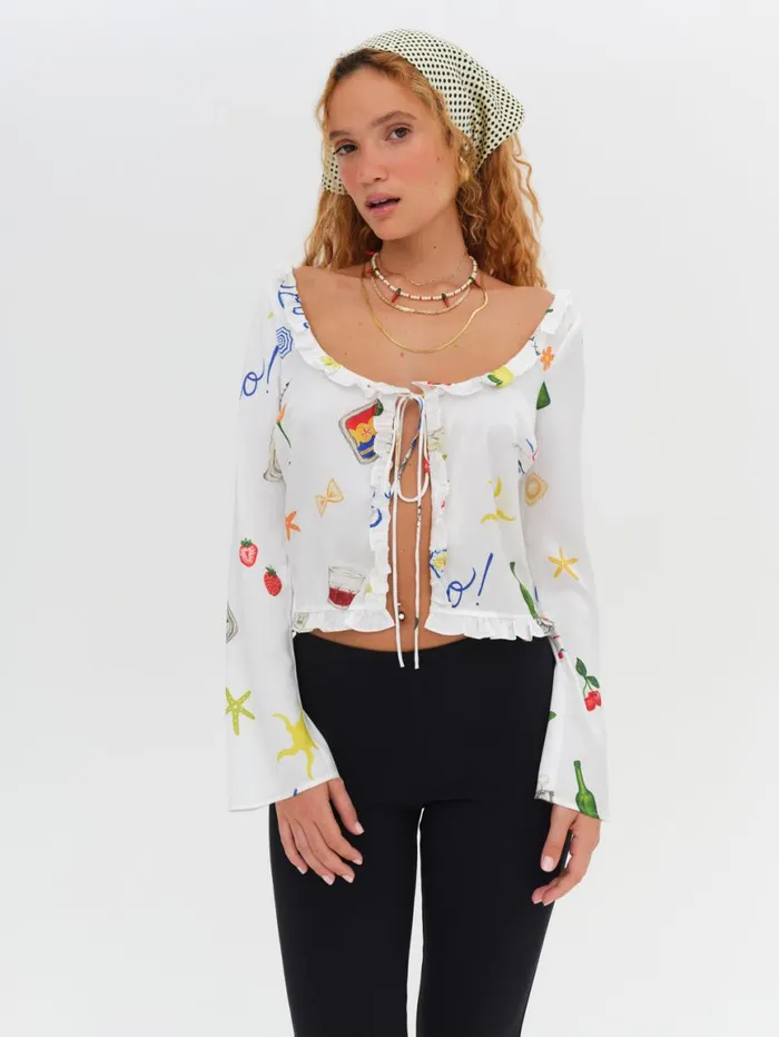 Women Tops For Love and Lemons Carla Long Sleeve Top Multi
