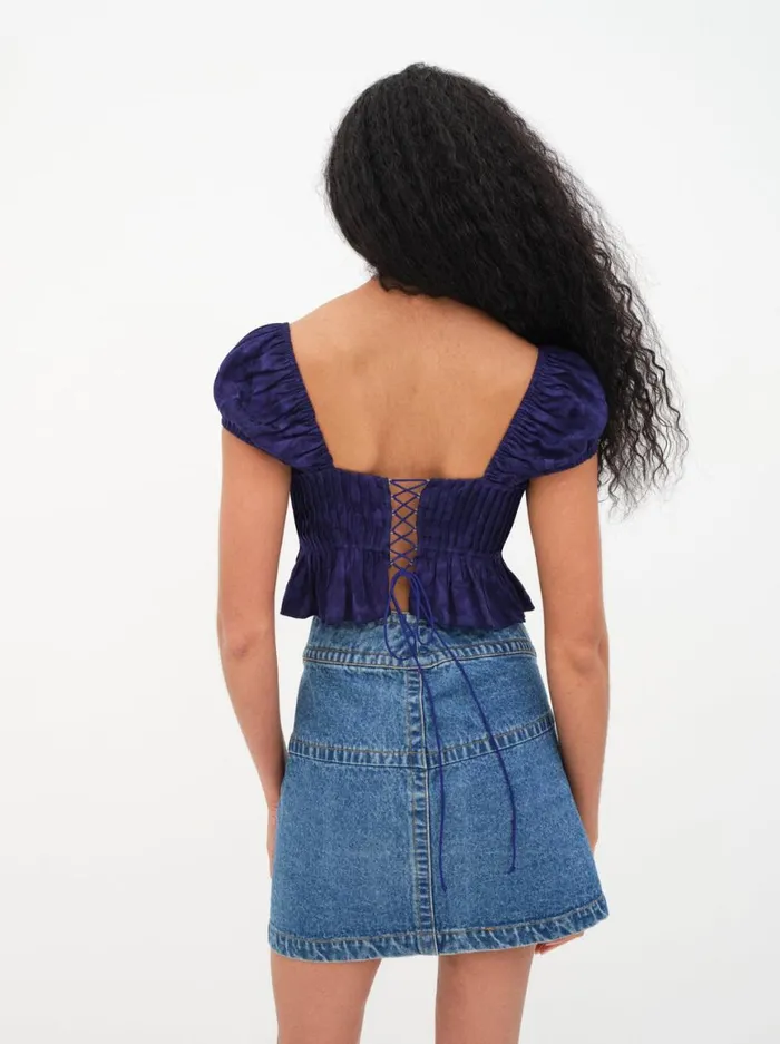 Women Tops For Love and Lemons Holland Top Blue Women Tops For Love and Lemons Holland Top Blue