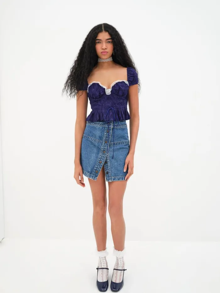 Women Tops For Love and Lemons Holland Top Blue Women Tops For Love and Lemons Holland Top Blue