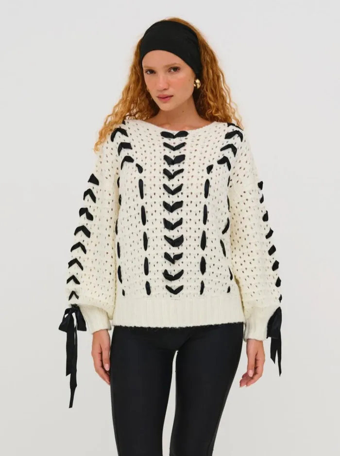 Women Tops For Love and Lemons Laurel Sweater Ivory