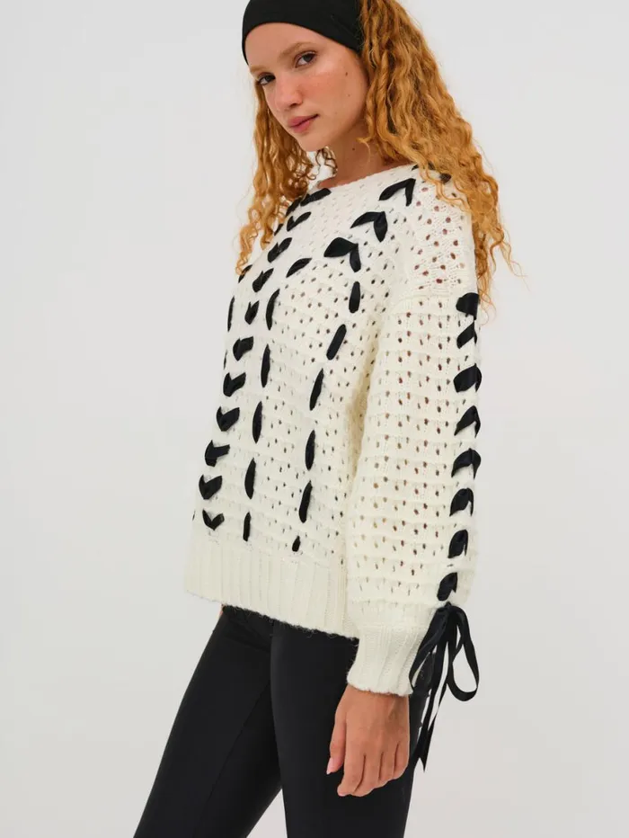 Women Tops For Love and Lemons Laurel Sweater Ivory Women Tops For Love and Lemons Laurel Sweater Ivory