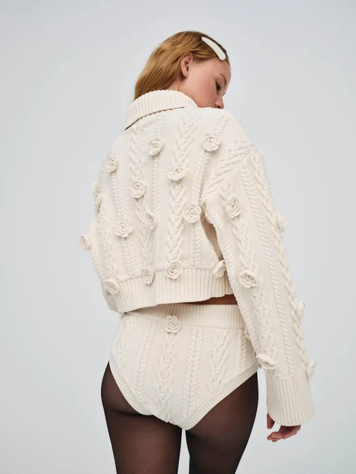 Women Tops For Love and Lemons Martina Cropped Sweater Ivory Women Tops For Love and Lemons Martina Cropped Sweater Ivory
