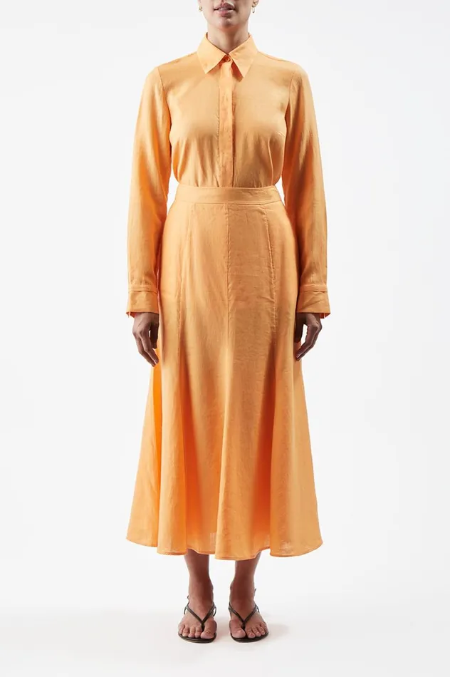 Women Tops Gabriela Hearst Cruz Shirt In Fluorescent Orange Aloe Linen