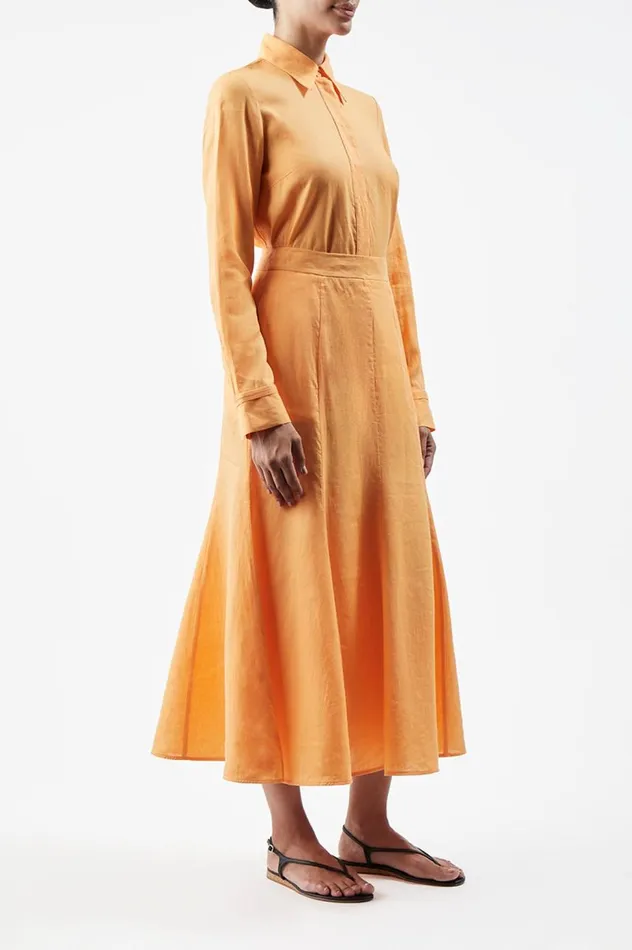 Women Tops Gabriela Hearst Cruz Shirt In Fluorescent Orange Aloe Linen