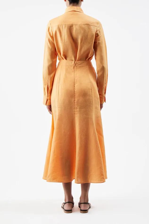 Women Tops Gabriela Hearst Cruz Shirt In Fluorescent Orange Aloe Linen