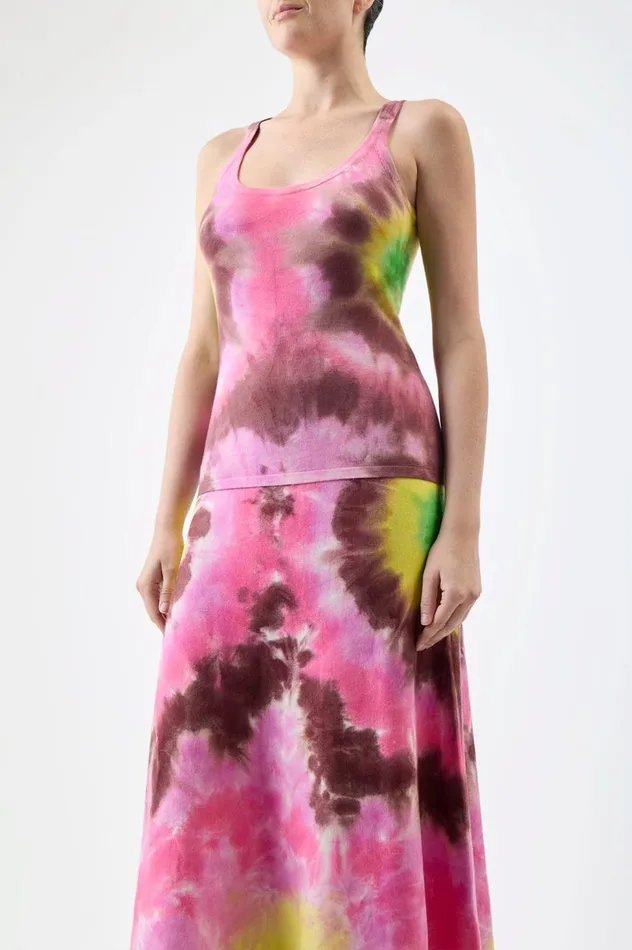 Women Tops Gabriela Hearst Graham Knit Tank Top In Multi Tie Dye Cashmere