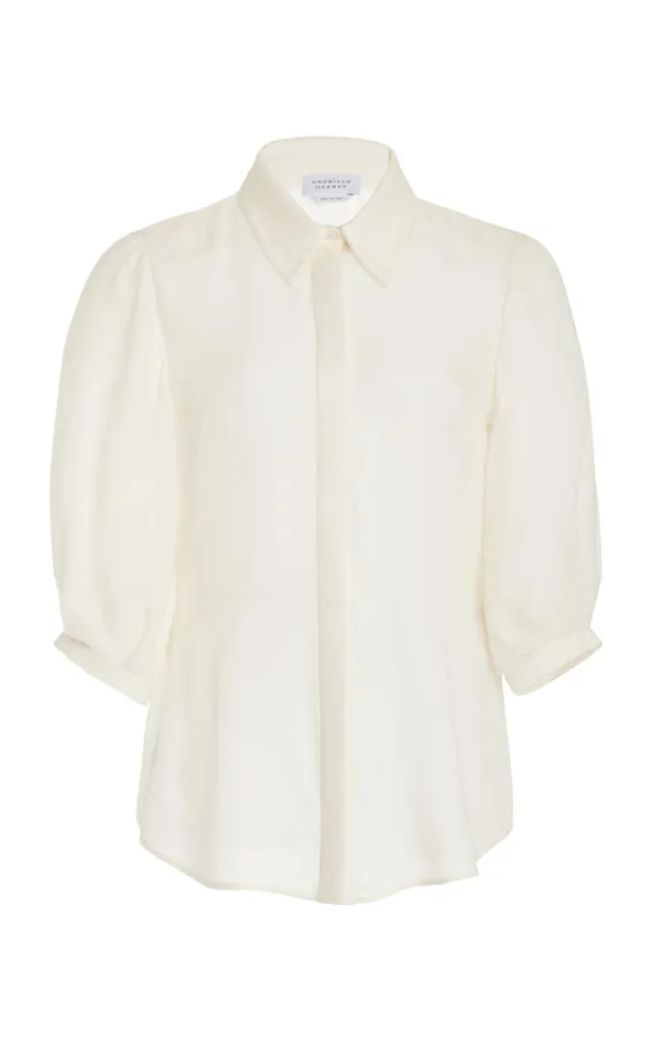 Women Tops Gabriela Hearst Hadley Blouse In Ivory Virgin Wool Cashmere