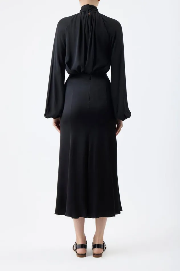 Women Tops Gabriela Hearst Kiian Pleated Top In Black Silk Georgette Twill