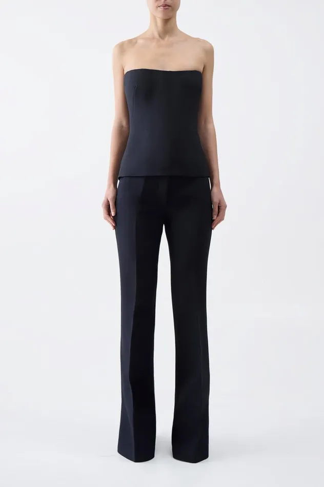 Women Tops Gabriela Hearst Una Top In Black Wool Silk Cady