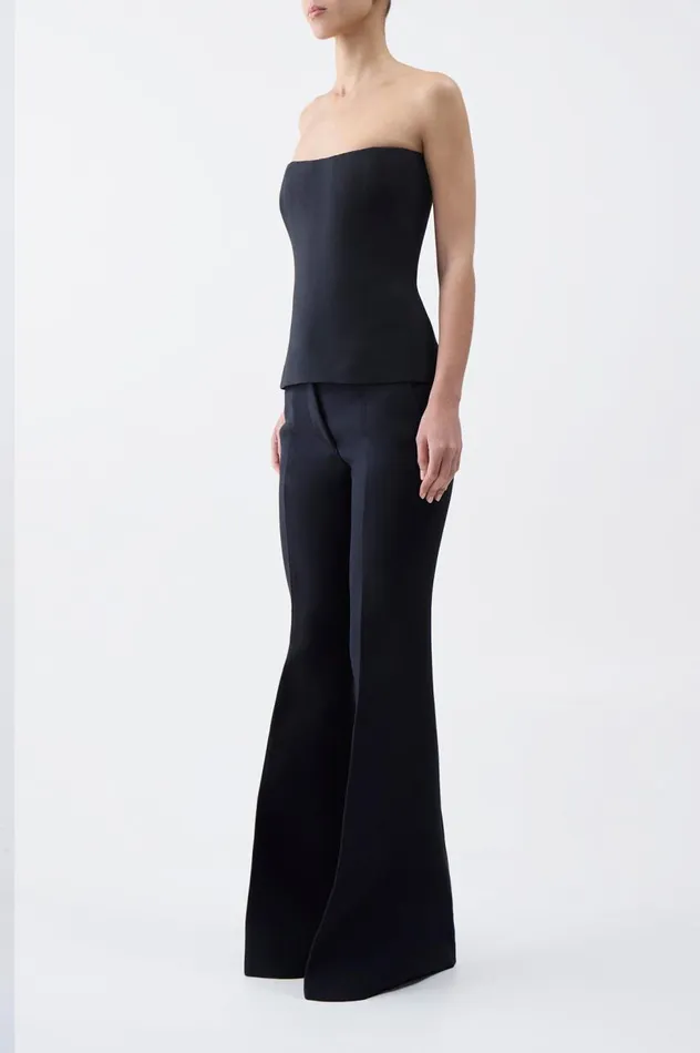 Women Tops Gabriela Hearst Una Top In Black Wool Silk Cady