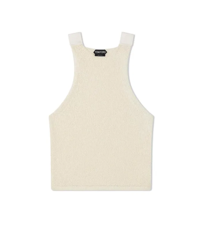 Women Tops Tom Ford Shiny Rafia Tank Top Chalk