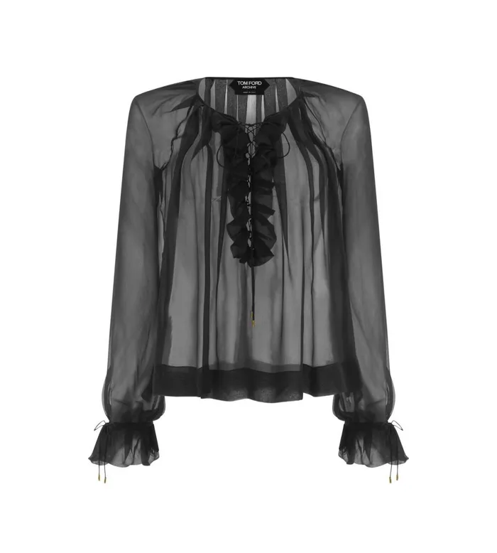 Women Tops Tom Ford Silk Georgette Blouse Black