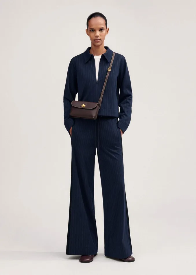 Women Travel Tailoring Pinstripe Pant Navywhite MEEM