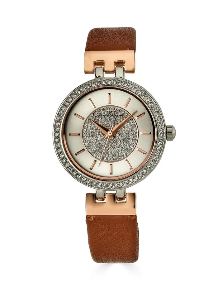 Women Two Tone Rose Pave Crystal Watch Jessica Simpson Watches
