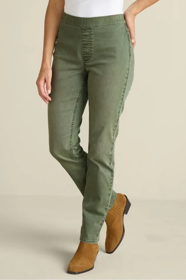 Women Ultimate Denim PullOn Slim Leg Jeans Red Ochre Soft Surroundings Jeans