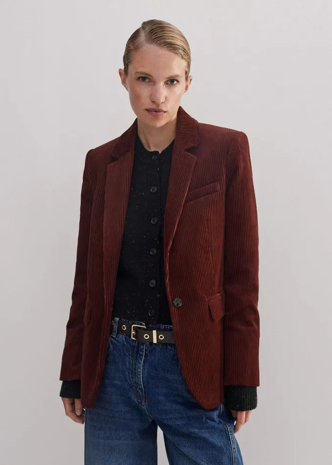 Women UltraSoft Cord Blazer Conker MEEM