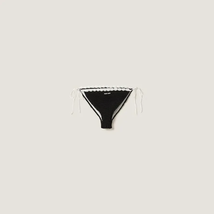 Women Underwear And Beachwear Miu Miu Cotton Bikini Panties With Logo Black