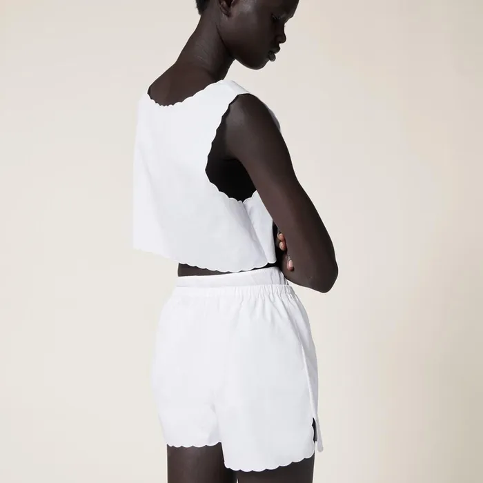 Women Underwear And Beachwear Miu Miu Embroidered Poplin Boxers White Women Underwear And Beachwear Miu Miu Embroidered Poplin Boxers White