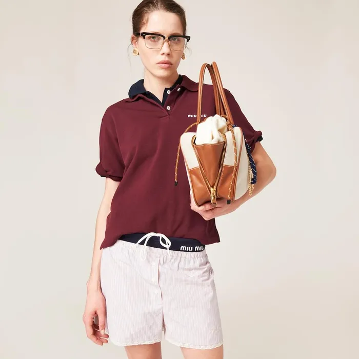 Women Underwear And Beachwear Miu Miu Striped Cotton Boxers Coralwhite Women Underwear And Beachwear Miu Miu Striped Cotton Boxers Coralwhite