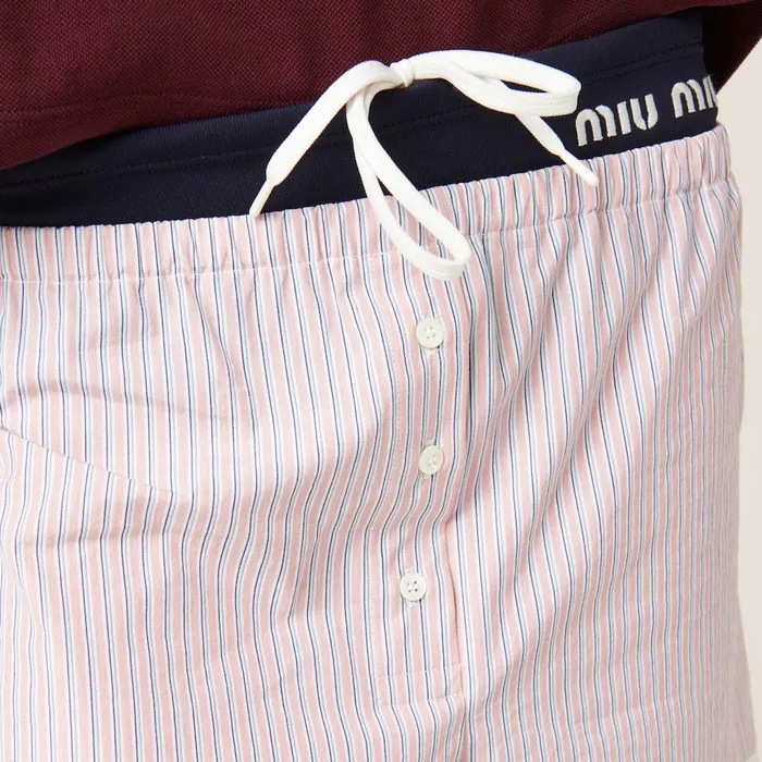 Women Underwear And Beachwear Miu Miu Striped Cotton Boxers Coralwhite Women Underwear And Beachwear Miu Miu Striped Cotton Boxers Coralwhite