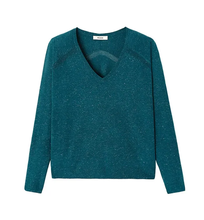 Women VNeck Glitzy Jumper 8211 Petrole Moyen Promod Jumpers And Cardigans Women VNeck Glitzy Jumper 8211 Petrole Moyen Promod Jumpers And Cardigans