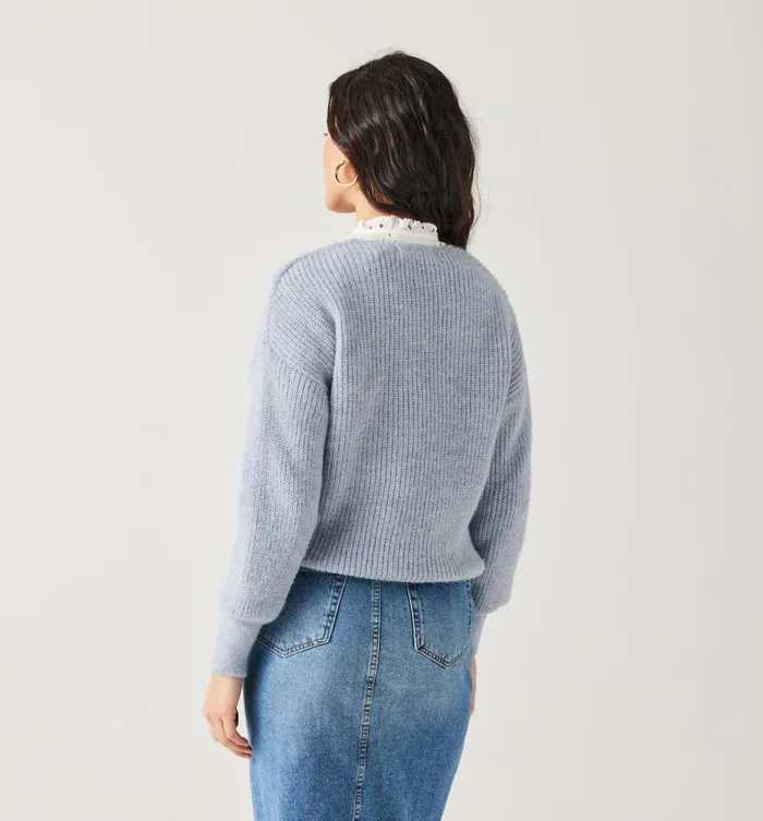 Women VNeck Ribbed Jumper 8211 Light Blue Promod Jumpers And Cardigans Women VNeck Ribbed Jumper 8211 Light Blue Promod Jumpers And Cardigans