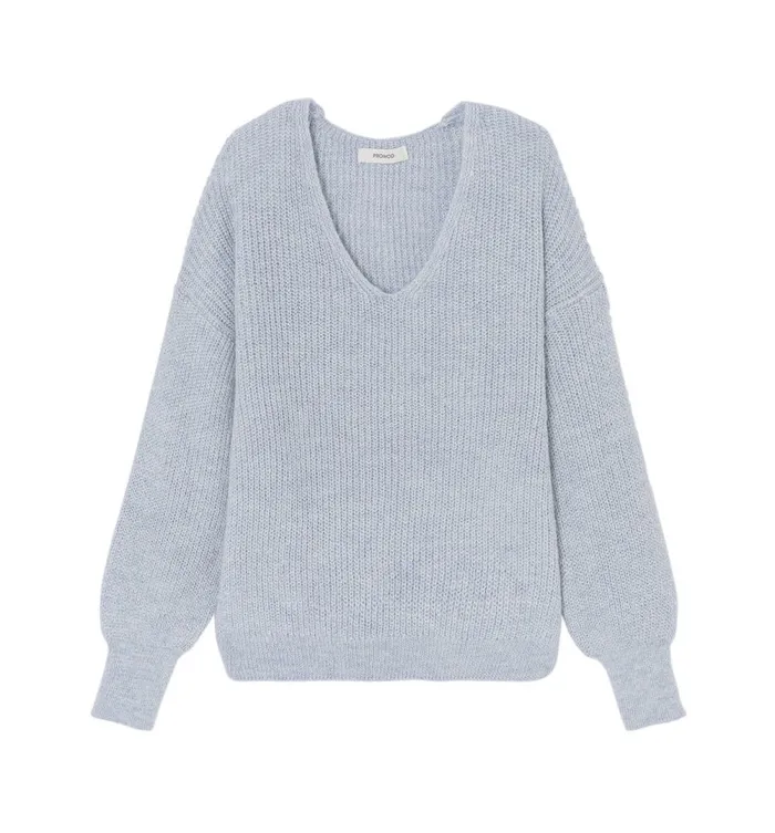 Women VNeck Ribbed Jumper 8211 Light Blue Promod Jumpers And Cardigans Women VNeck Ribbed Jumper 8211 Light Blue Promod Jumpers And Cardigans