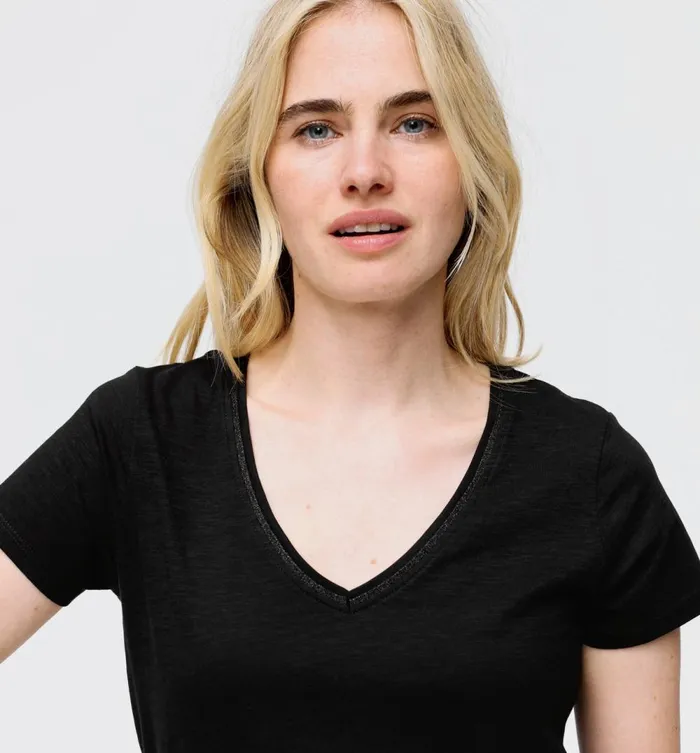 Women VNeck Top 8211 Black Promod Tops