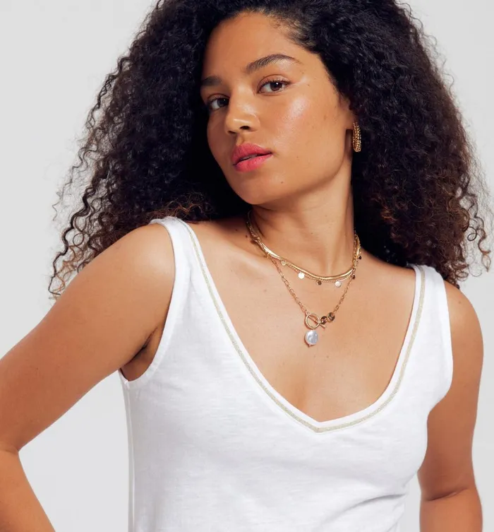 Women VNeckline Strappy Top 8211 White Promod Tops Women VNeckline Strappy Top 8211 White Promod Tops
