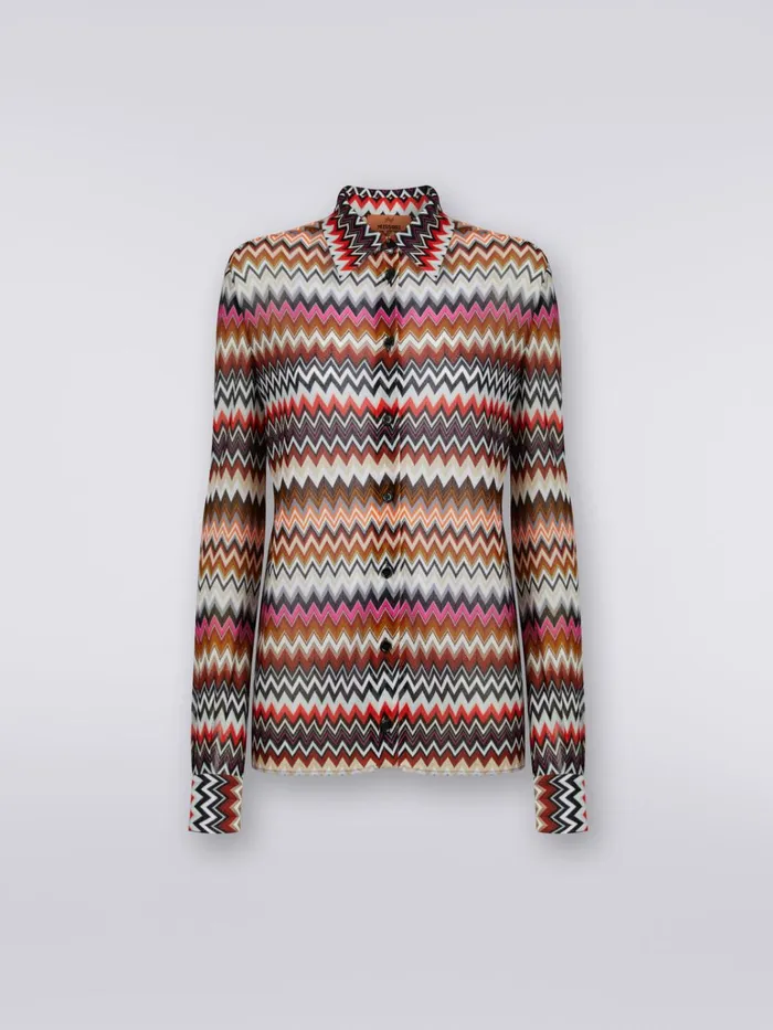Women Viscose Chevron Shirt Multicoloured Missoni Blouses and Shirts