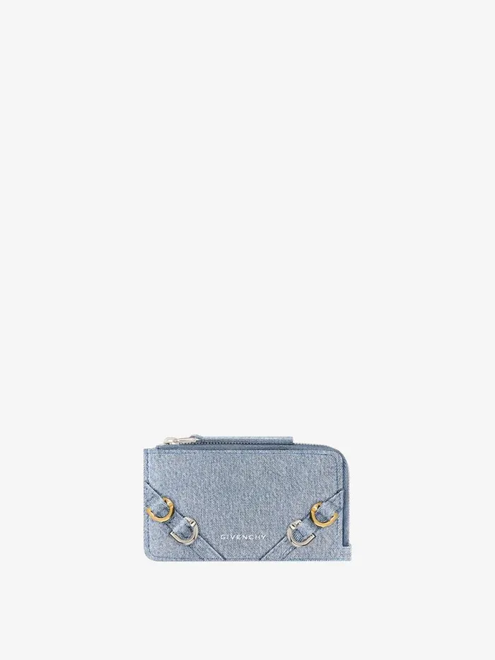Women Wallets and Card Holders Givenchy Voyou Zipped Card Holder In Denim Medium Blue